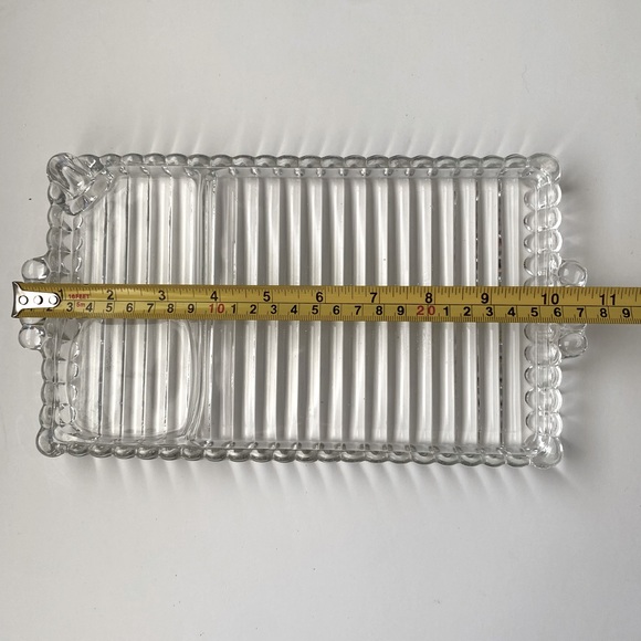 Hazel Atlas Snack Sip Smoke Tray Mini Charcuterie Clear Glass Platter Plate - Picture 4 of 6